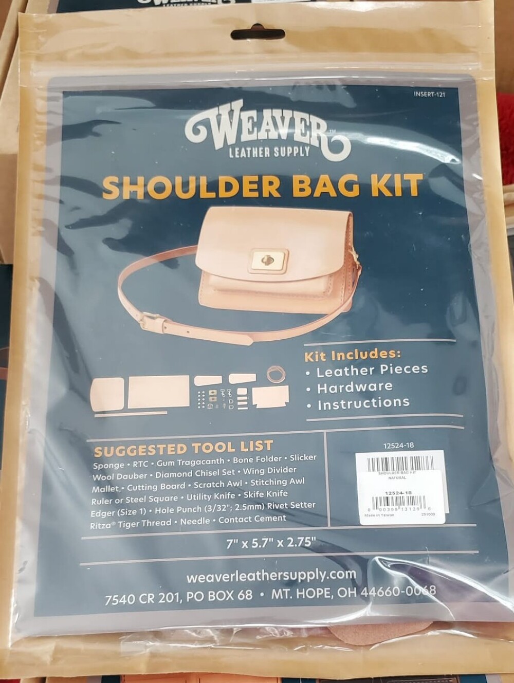 Weaver Leather*  DIY Shoulder Bag Kit In Genuine Vegetable Tan Leather.